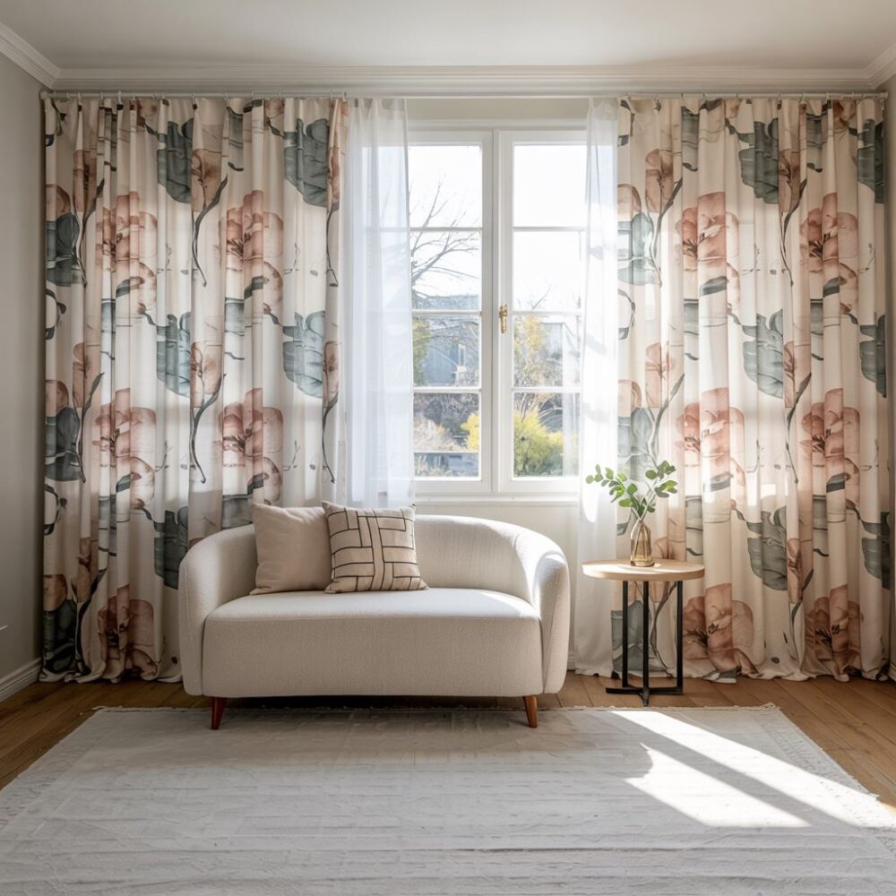 Kwiatowy wzór na zasłonach