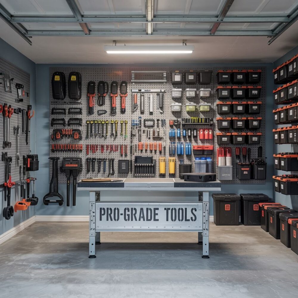 garaż z jasnym światłem