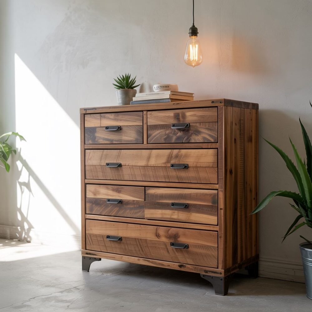 komoda z metalu i drewna