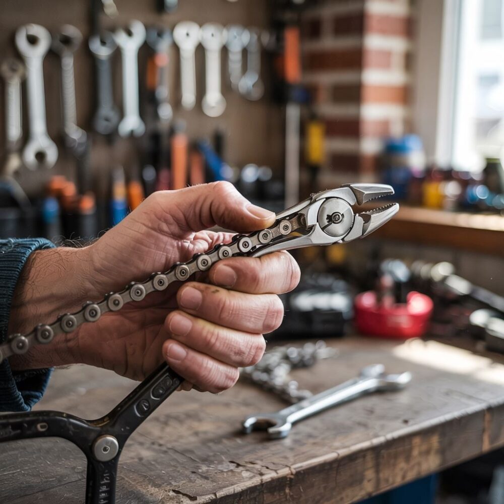 łańcuch rowerowy w naprawie