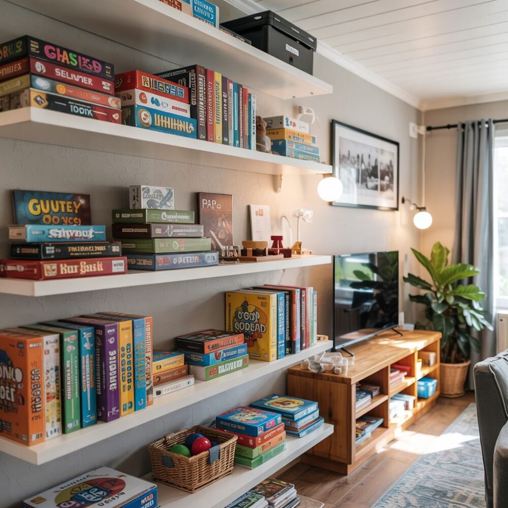 półka z grami planszowymi