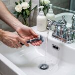 ręce myjące maszynkę do golenia