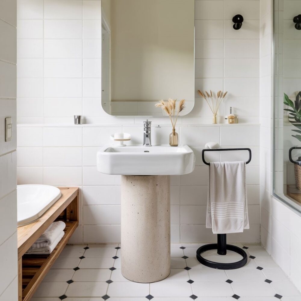 ręcznik przy umywalce